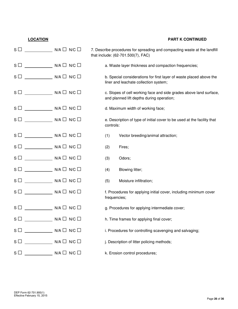 DEP Form 62-701.900(1) Application for a Permit to Construct, Operate, Modify or Close a Solid Waste Management Facility - Florida, Page 26