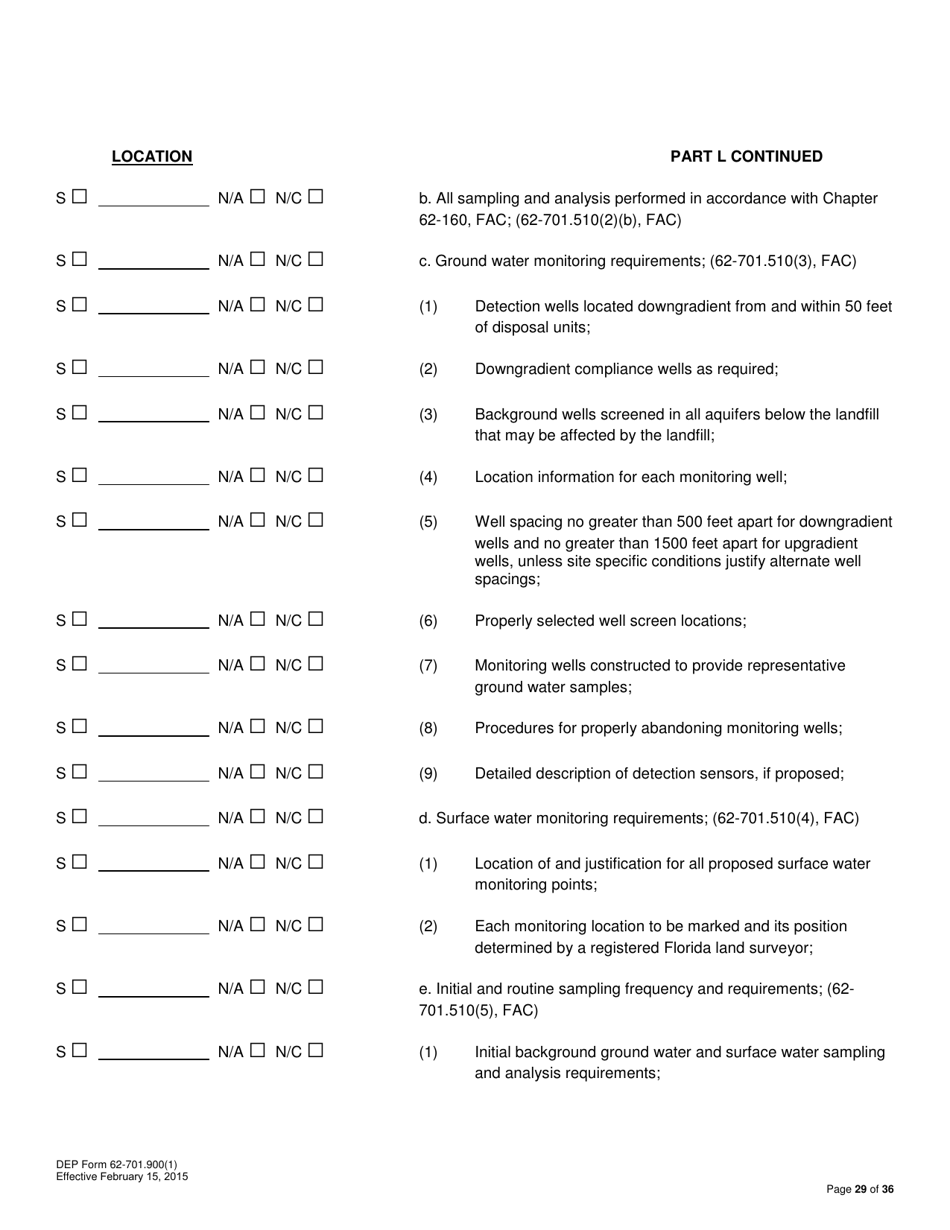 DEP Form 62-701.900(1) Application for a Permit to Construct, Operate, Modify or Close a Solid Waste Management Facility - Florida, Page 29