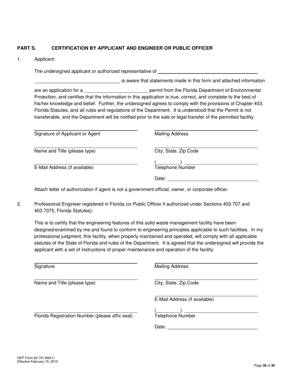 DEP Form 62-701.900(1) Application for a Permit to Construct, Operate, Modify or Close a Solid Waste Management Facility - Florida, Page 36