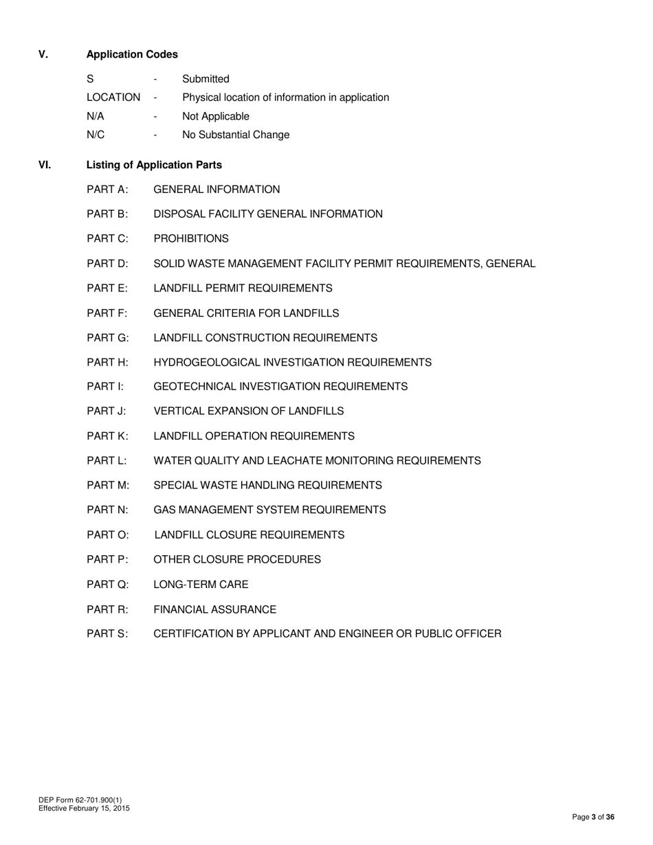 DEP Form 62-701.900(1) Application for a Permit to Construct, Operate, Modify or Close a Solid Waste Management Facility - Florida, Page 3