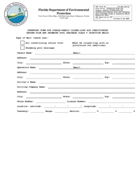 DEP Form 62-528.900(9) Inventory Form for Single-Family Closed-Loop Air Conditioning Return Flow and Swimming Pool Drainage Class V Injection Wells - Florida