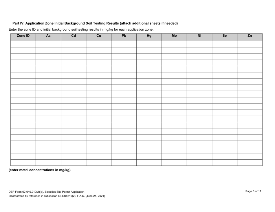 DEP Form 62-640.210(2)(D) Biosolids Site Permit Application - Florida, Page 6