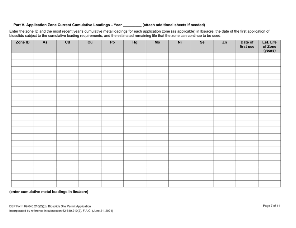 DEP Form 62-640.210(2)(D) Biosolids Site Permit Application - Florida, Page 7