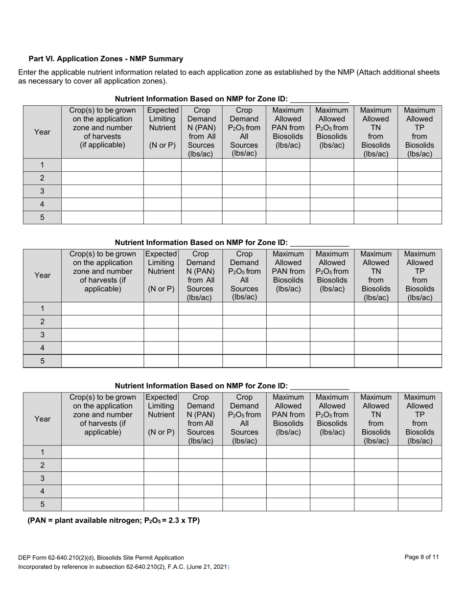 DEP Form 62-640.210(2)(D) Biosolids Site Permit Application - Florida, Page 8