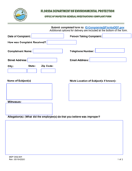 Document preview: Form OIG-001 Office of Inspector General Investigations Complaint Form - Florida