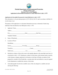 Form DEP63-030(16) Application for Recordable Document for Lands Filled Prior to July 1, 1975 - Florida