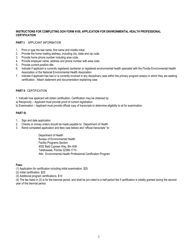 Form DH4100 Application for Environmental Health Professional Certification - Florida, Page 2