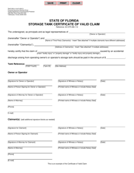 Document preview: Storage Tank Certificate of Valid Claim - Florida