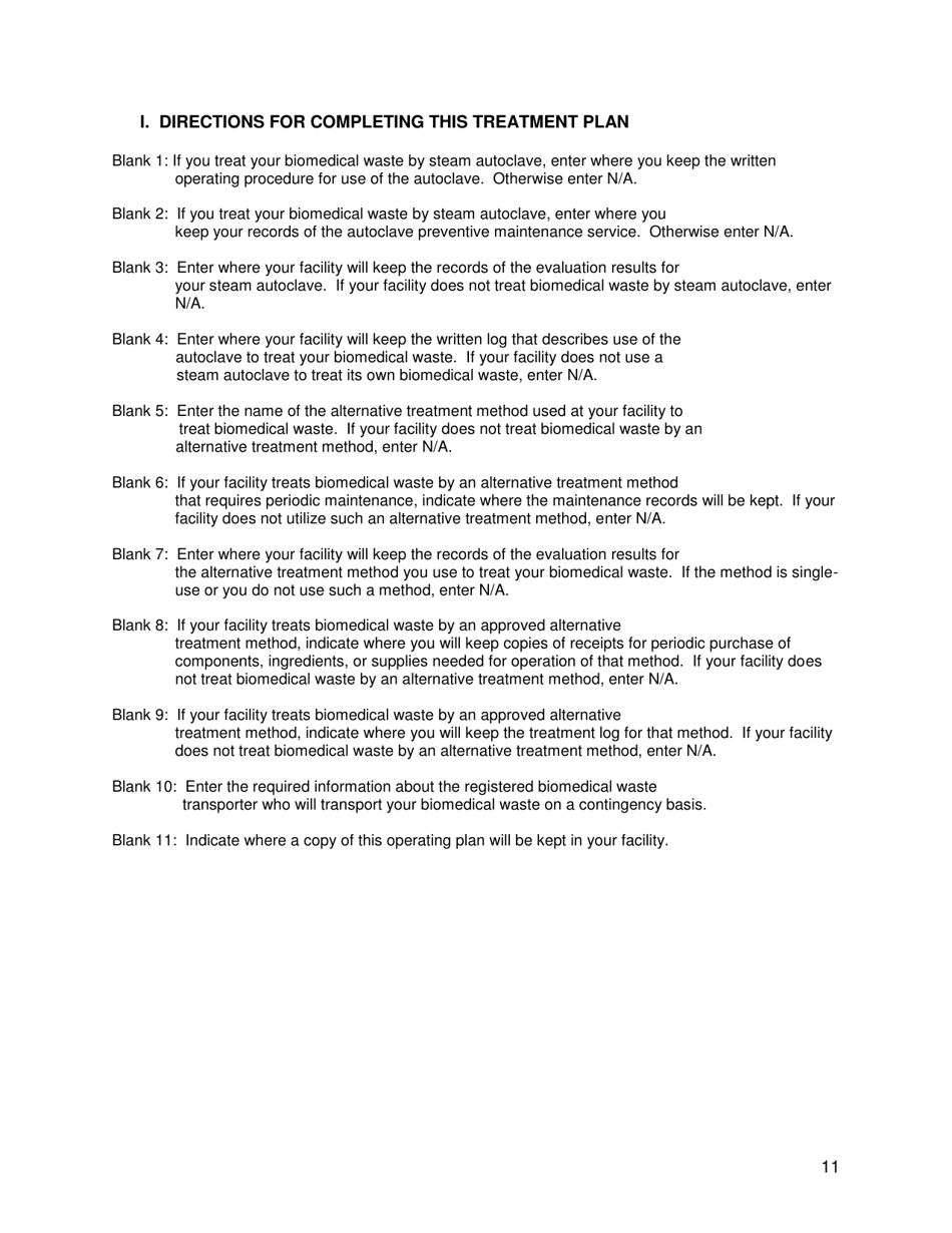 Biomedical Waste Operating Plan - Florida, Page 11