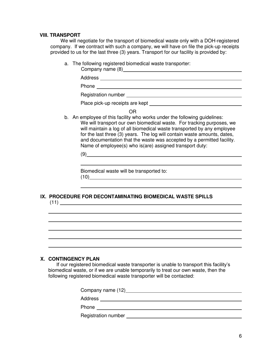 Florida Biomedical Waste Operating Plan Fill Out, Sign Online and