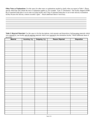DEP Form 62-737.900(3) Mercury Recovery and Mercury Reclamation Facility Annual Report - Florida, Page 3