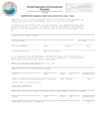Document preview: DEP Form 62-528.900(3) Construction/Clearance Permit Application for Class V Well - Florida