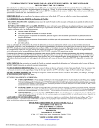 Formulario DH727 Solicitud De Partida De Defuncion O De Defuncion Fetal En Florida - Florida (Spanish), Page 2
