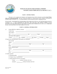 Document preview: DEP Form 62-660.900(7) Tomato Wash Water General Permit Notification Form - Florida
