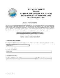 DEP Form 62-621.300(3)(B) Notice of Intent to Use Generic Permit for Discharges From Concrete Batch Plants - Florida