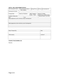 DEP Form 62-520.900(3) Monitoring Well Completion Report - Florida, Page 2