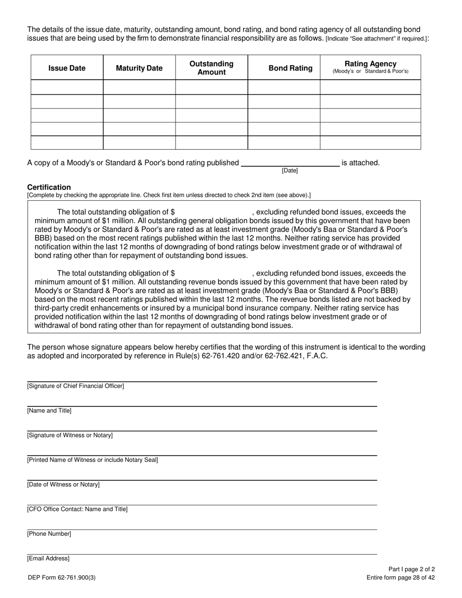 DEP Form 62-761.900(3) Part I - Fill Out, Sign Online and Download ...