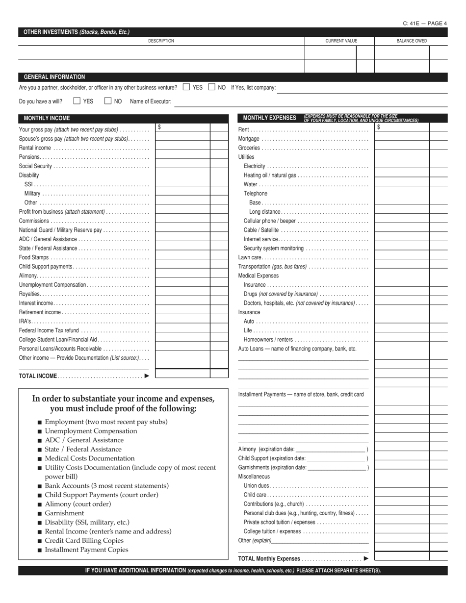 Form C:41E Collection Information Statement - Alabama, Page 5