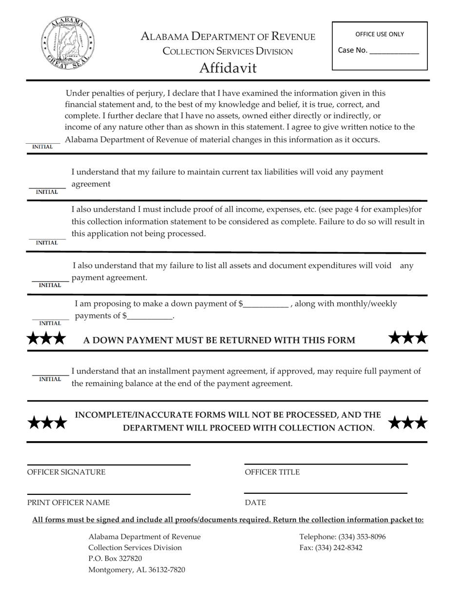 Alabama Business Collection Information Statement - Fill Out, Sign ...