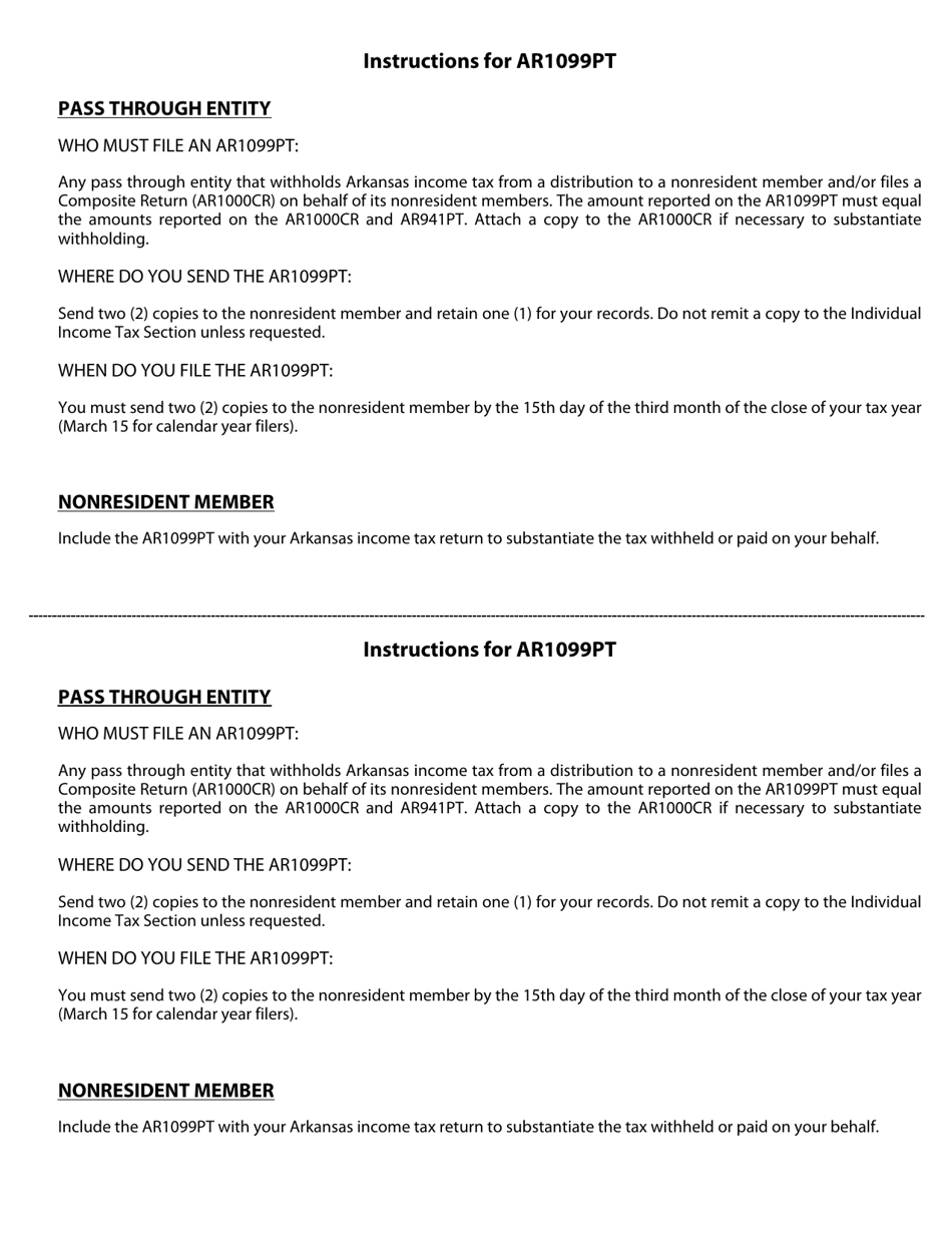 Form AR1099PT Fill Out, Sign Online and Download Fillable PDF