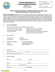Document preview: DEP Form 62-701.900(37) Application to Construct, Operate, Modify or Close a Coal Combustion Residual (Ccr) Unit or Units - Florida