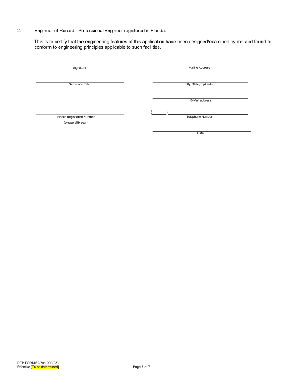 DEP Form 62-701.900(37) Application to Construct, Operate, Modify or Close a Coal Combustion Residual (Ccr) Unit or Units - Florida, Page 7