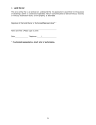 DEP Form 62-737.900(2) Application for a Mercury-Containing Lamp or Device Mercury Recovery or Mercury Reclamation Facility Permit - Florida, Page 22