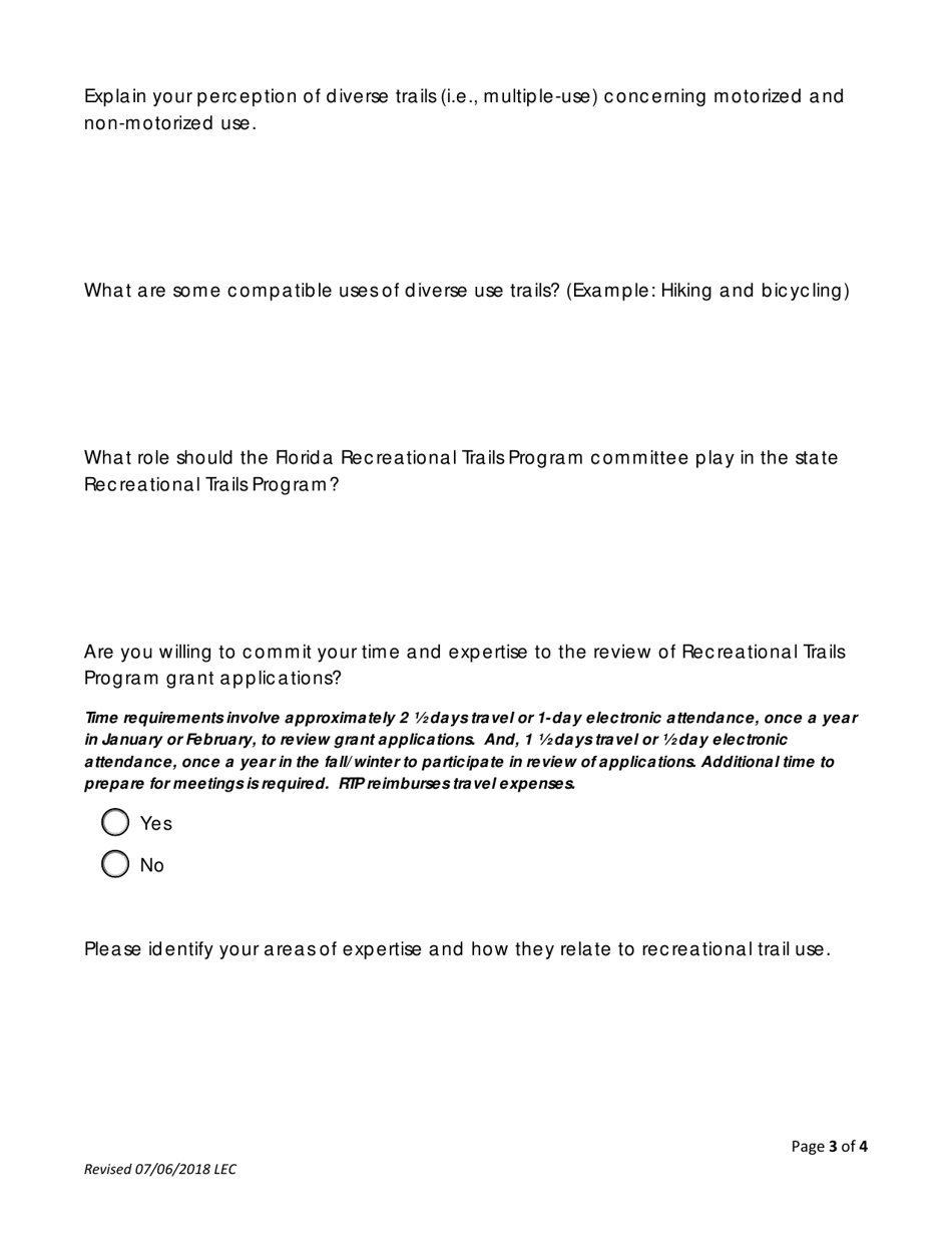 Application for Membership - Florida Recreational Trails Program Committee - Florida, Page 3