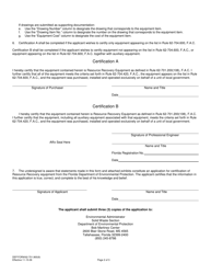DEP Form 62-701.900(9) Application for Preliminary Examination, Final Examination and Certification of Resource Recovery Equipment - Florida, Page 2
