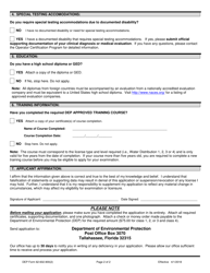 DEP Form 62-602.900(4) Application for Water Distribution Operator Examination - Florida, Page 2