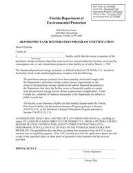 Document preview: DEP Form 62-769.800B Abandoned Tank Restoration Program Certification - Florida