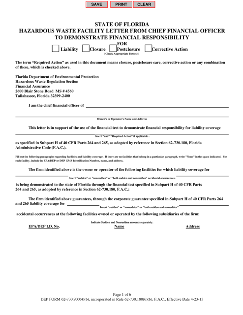 DEP Form 62-730.900(4)(B)  Printable Pdf
