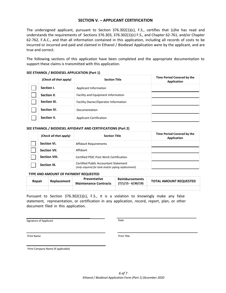 Part 1 Ethanol / Biodiesel Application Form - Florida, Page 6