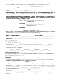 Application for Apprentice Plumber - Arkansas, Page 2