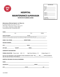 Document preview: Application for Hospital Maintenance Supervisor - Arkansas