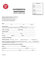 Document preview: Application for Governmental Maintenance - Arkansas