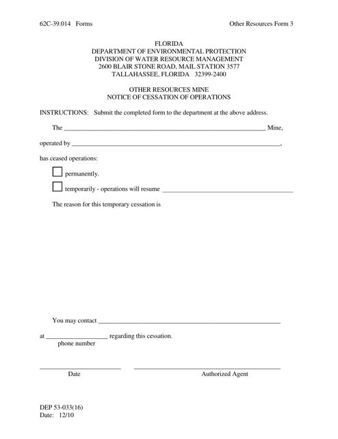 Other Resources Form 3 (DEP53-033(16))  Printable Pdf