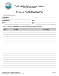 DEP Form 62-640.210(2)(A) Treatment Facility Biosolids Plan - Florida