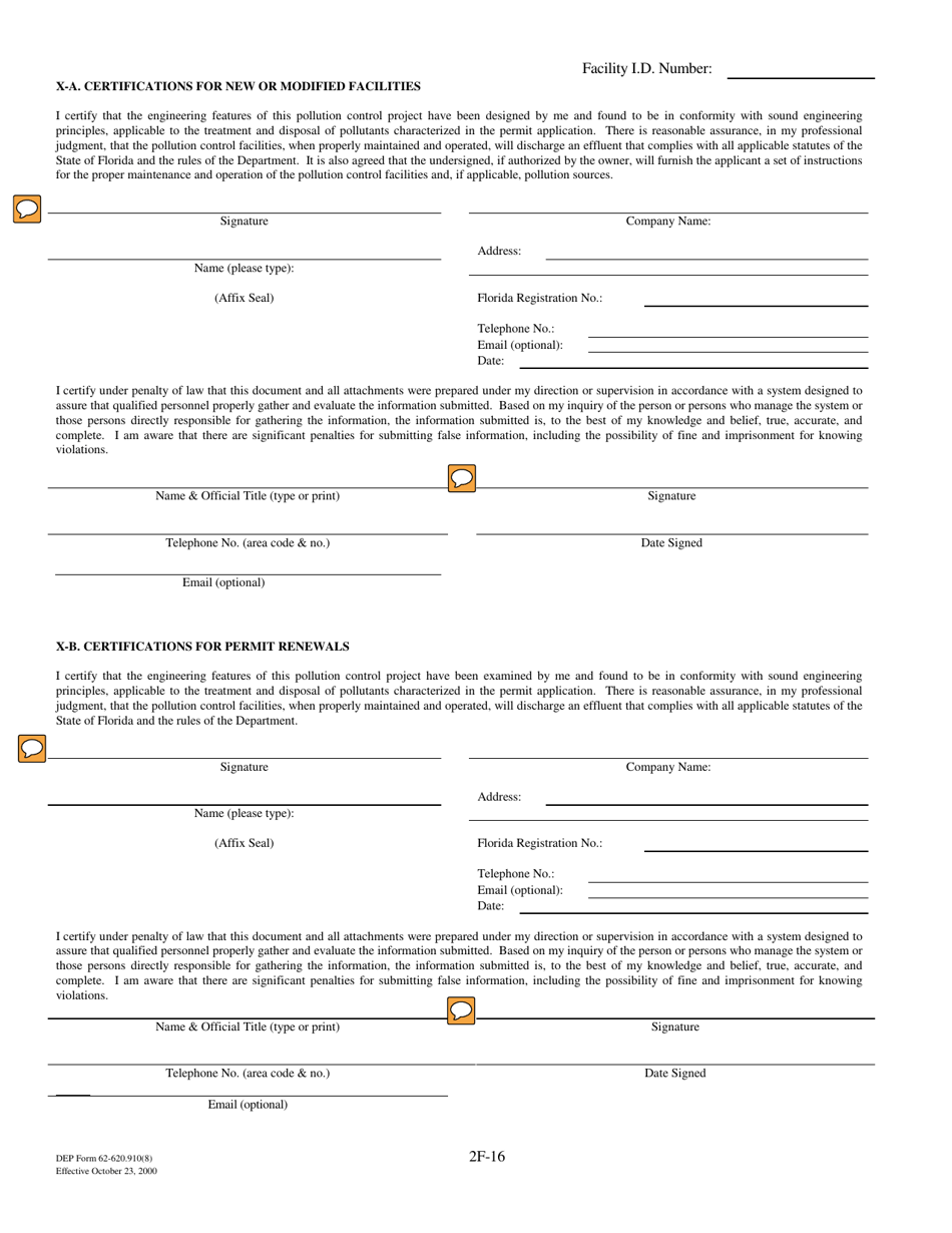 DEP Form 62-620.910(8) (2F) Application for Permit for Stormwater Discharge Associated With Industrial Activity - Florida, Page 16