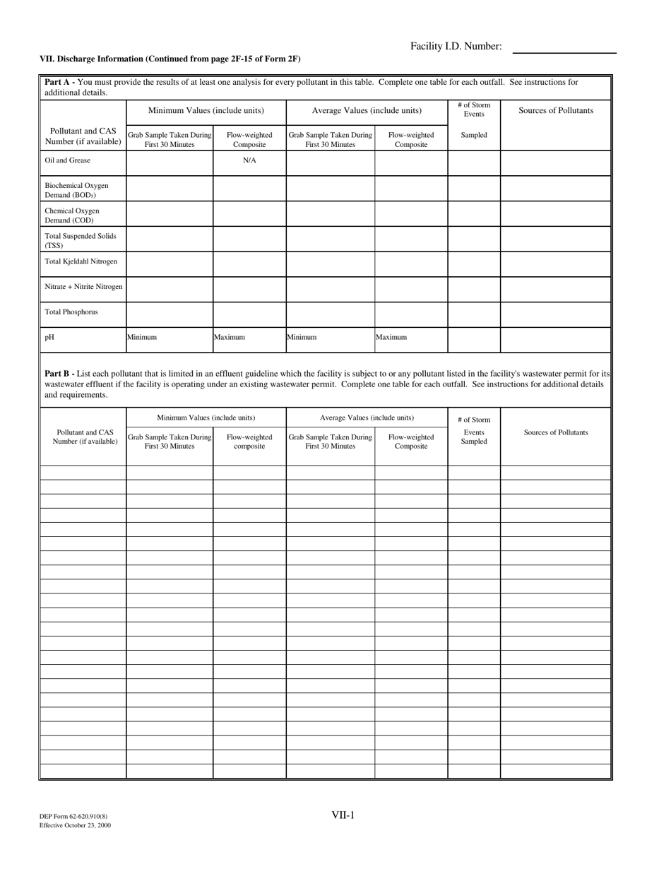DEP Form 62-620.910(8) (2F) Application for Permit for Stormwater Discharge Associated With Industrial Activity - Florida, Page 17