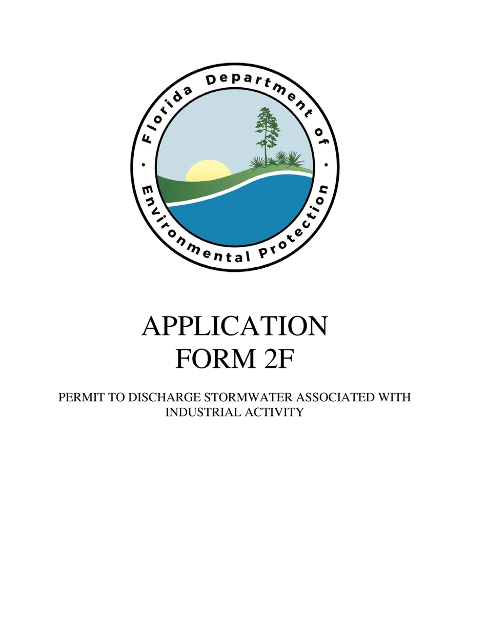 DEP Form 62-620.910(8) (2F) Application for Permit for Stormwater Discharge Associated With Industrial Activity - Florida, Page 1
