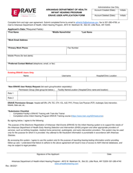 Document preview: Erave User Application Form - Infant Hearing Program - Arkansas