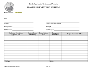 Document preview: Form DRP-119 Grantee Equipment Cost Schedule - Florida