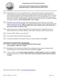 Form DRP-125 Required Project Completion Documentation - Land and Water Conservation Fund Program - Florida, Page 2