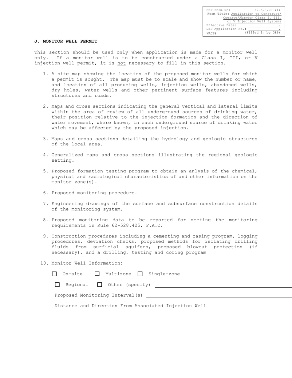 DEP Form 62-528.900(1) Application to Construct / Operate / Abandon Class I, Iii, or V Injection Well Systems - Florida, Page 14