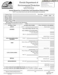 Document preview: DEP Form 62-701.900(7) Annual Report for a Construction and Demolition Debris Facility - Florida