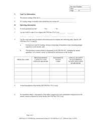 DEP Form 62-730.900(2)(A) Application for a Hazardous Waste Permit - Florida, Page 4