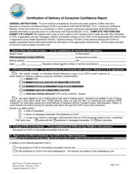 Document preview: DEP Form 62-555.900(19) Alternate Certification of Delivery of Consumer Confidence Report - Florida