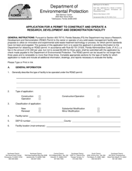 DEP Form 62-701.900(32) Application for a Permit to Construct and Operate a Research, Development and Demonstration Facility - Florida