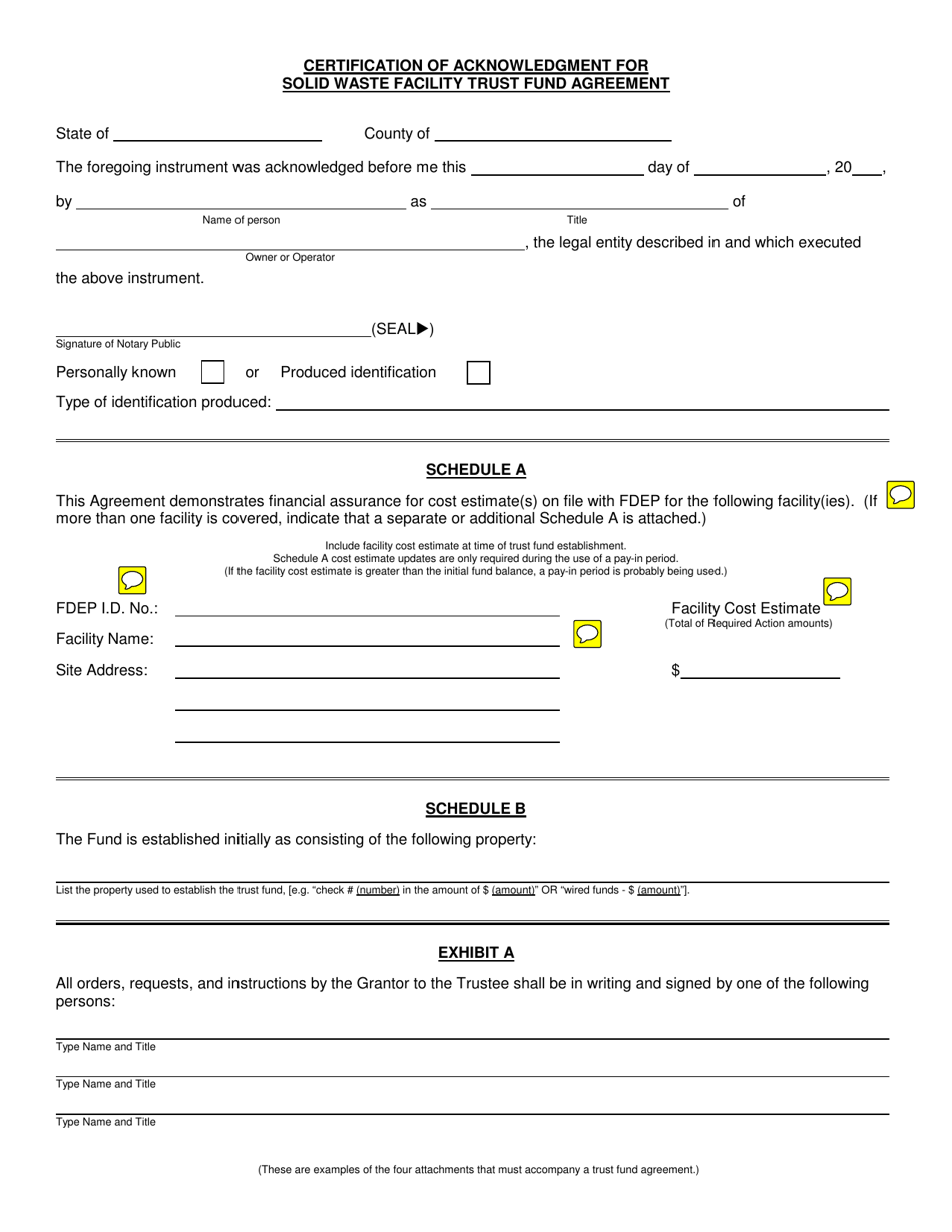 DEP Form 62-701.900(5)(G) Solid Waste Facility Trust Fund Agreement - Florida, Page 5